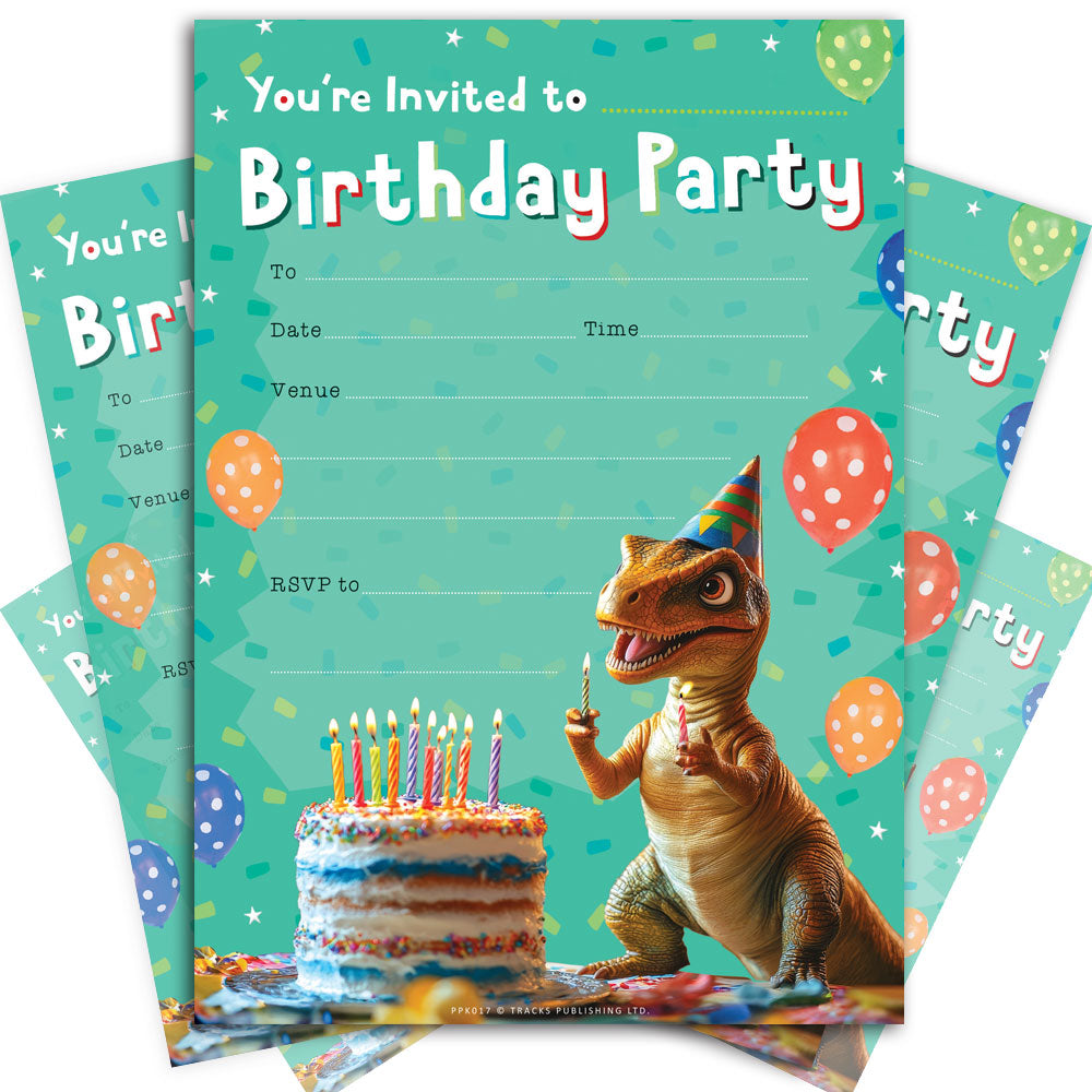 Roar your way into a fab dino bash with our PPK017 invites! Our quirky dino design and 20 invites will make your little one's birthday party a hit. Whether you're inviting a T-Rex or a stegosaurus, these invites will have everyone excited to party! (Rawrrr!)