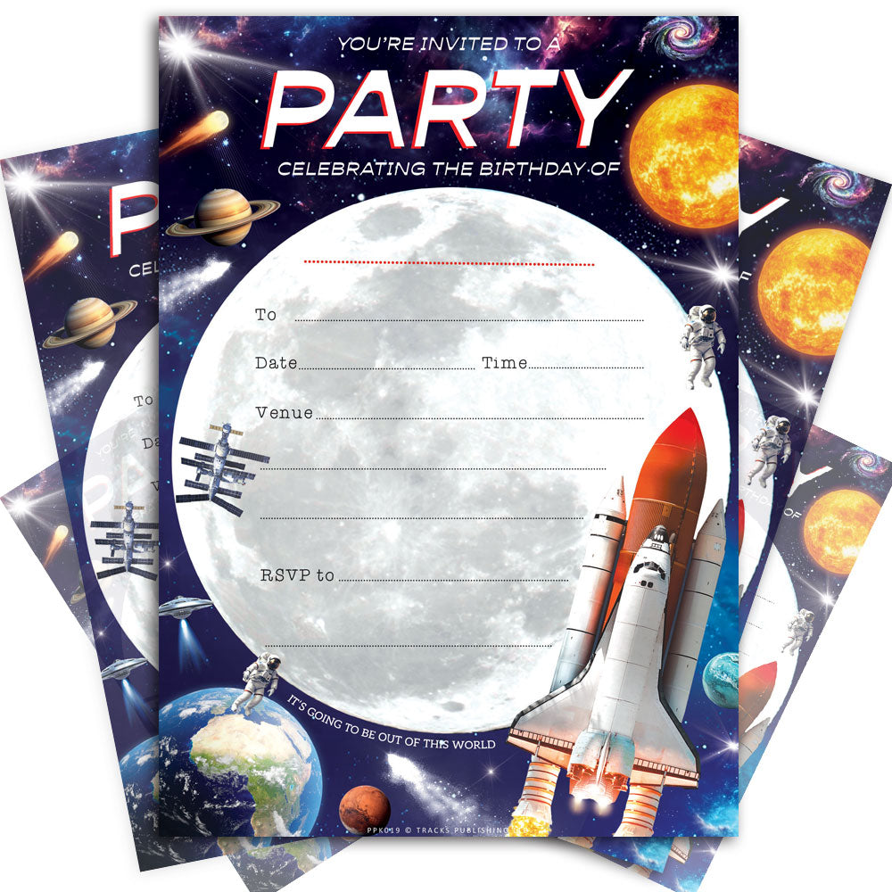Get ready to blast off into a fun-filled space party with our PPK019 Space Party Invite! This invitation not only sets the scene for an out-of-this-world celebration, but it also includes all the necessary details for your guests to join in on the fun. Let us help you make your party truly stellar.